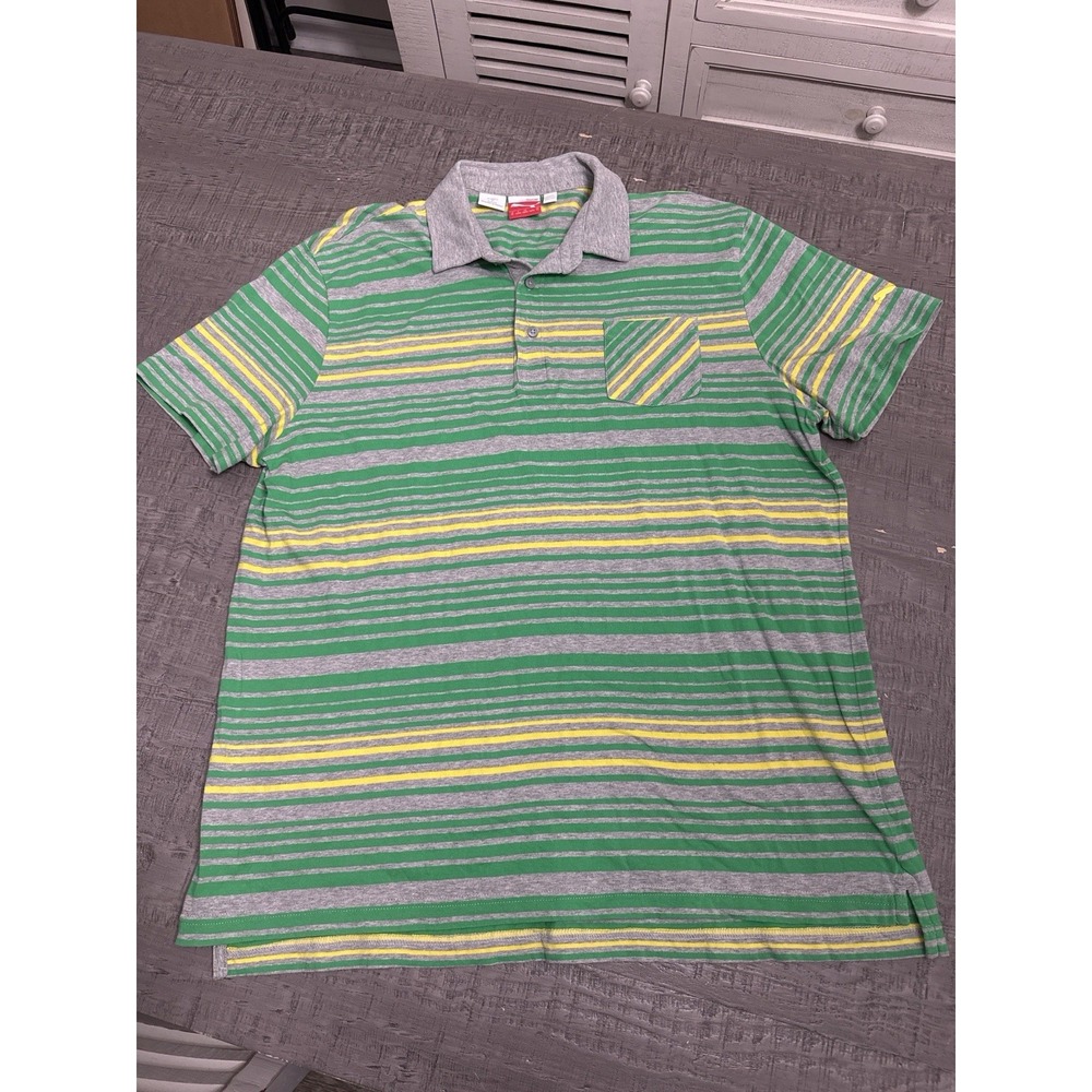 UMA dryCELL Polo Shirt XL Green Gray Striped Athletic Golf‎ Sport Lifestyle